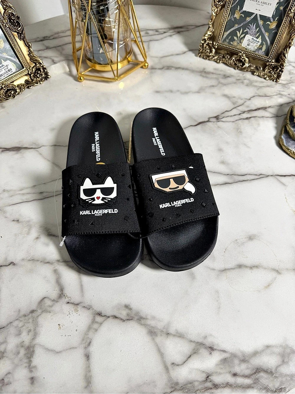 KARL LAGERFELD Karl Ikonik slide sandals Black Slide Sandals US 8 NWT
